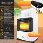 KESSER® 4200 Watt Keramik Piezo Gasheizer inkl. Gasdruckregler Gasschlauch + Schutzhülle, Gasheizofen Heizstrahler Gasheizgerät Infrarot Keramikbrenner, Butan- oder Propangasflaschen bis 15kg, Weiss