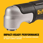 Dewalt Impact Winkelvorsatz für Schlagschrauber DT20500 (1/4" Sechskant, schlagfest, performt mit bis zu 43Nm Drehmoment, für den Einsatz auf Akku-Schlagschraubern)