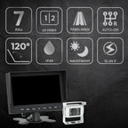 VSG24 Rückfahrkamera 7" Camper-Set inkl. Kamera, Monitor, Kabel - Wasserdicht Nachtsicht 12V-24V Einfache Montage/Robustes Rückfahrsystem für Auto Wohnwagen LKW Anhänger Wohnmobile Einparkhilfe