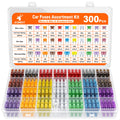 JOREST 300Pcs Kfz Sicherung Set, 160 Mini Flachsicherungen + 90 Standard Sicherungen + 50 Micro Sicherungen +1 Sicherungszieher - für PKW/Wohnmobil/LKW (2Ampere 3A 5A 7.5A 10A 15A 20A 25A 30A 35A 40A)