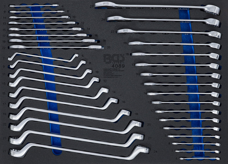BGS 4089 | Werkstattwageneinlage 3/3: Maulschlüssel/Ringschlüssel | 35-tlg. | SW 6 -27 mm