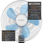 Brandson - Standventilator Silent mit Fernbedienung und Display - mobiler Lüfter - Oszillation 80° - 60 Watt - Ventilator leise - Höhe verstellbar 115-134 cm - Kopf um 35° neigbar