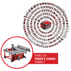 Einhell Akku-Tischkreissäge TE-TS 36/210 Li-Solo Power X-Change (36 V, 70 mm Schnitthöhe, Ø 210 mm Sägeblatt, Tischverbreiterung, Winkelanschlag, Parallelanschlag, ohne Akku)