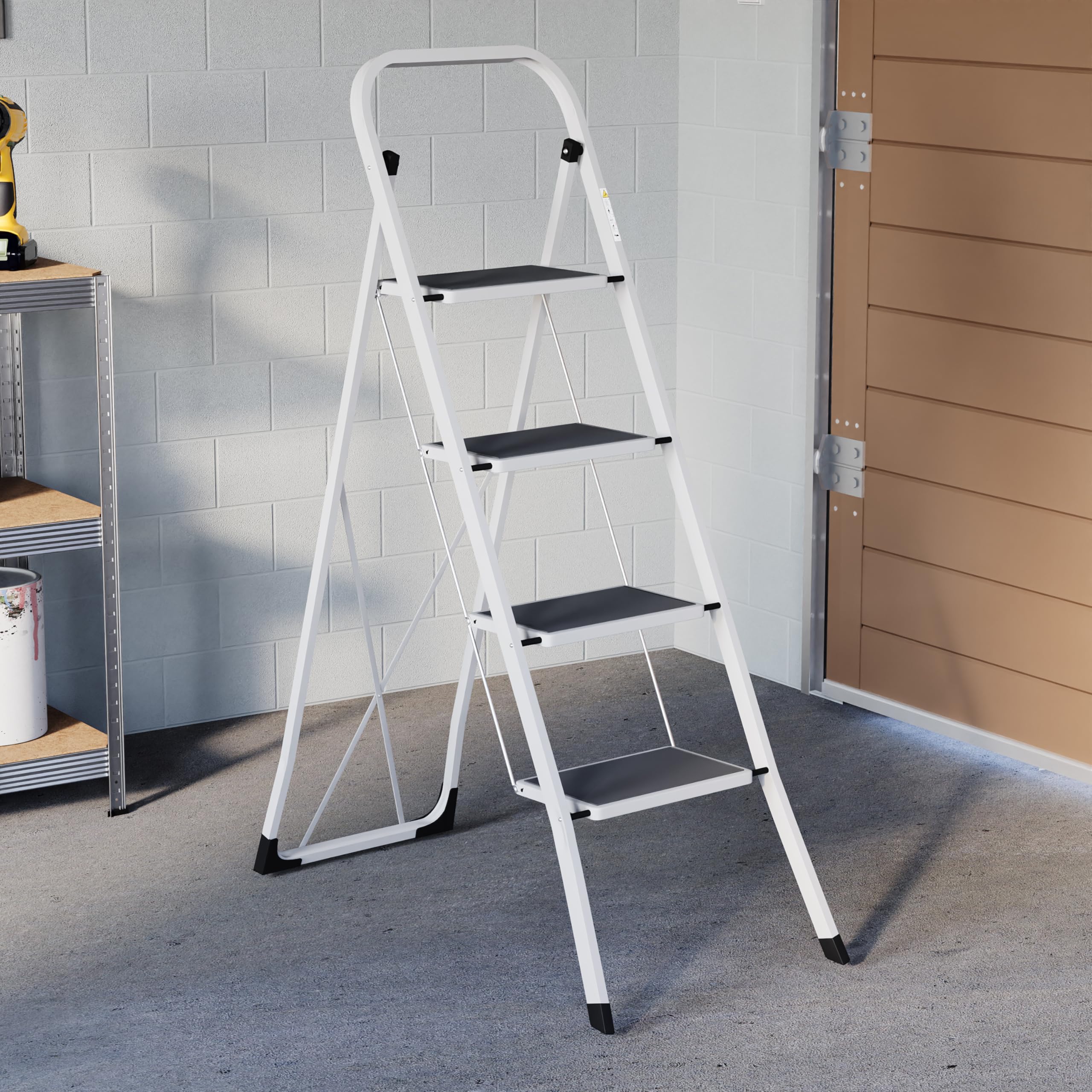Home Vida® 4 Schritt Leiter, Heavy Duty Stahl, faltbar, tragbar mit Antirutschmatte