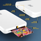 KODAK Step Slim Sofort-Smartphone-Fotodrucker - Tragbarer schlanker Farb-Mobilfotodrucker - Zink 2x3” Klebefotos - Drucken von iOS- & Android-Geräten via Bluetooth mit der Fun-App - Weiß