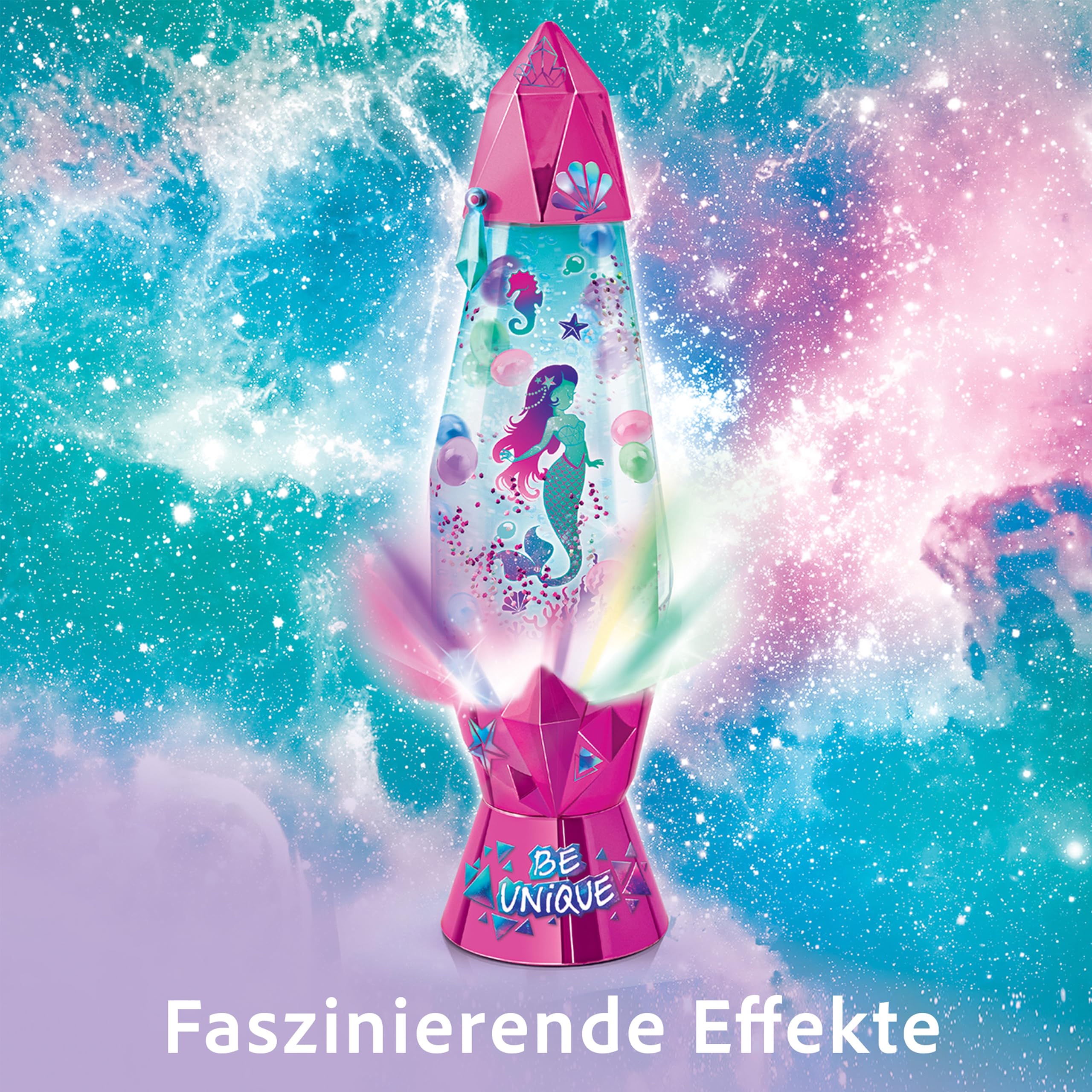Canal Toys – Style 4 Ever – DIY Lava-Lampe zum Selbermachen – Dekoriere mit Stickern, Perlen & Farbstoff – Farbwechsel-LED & Wirbel-Effekt – Kreatives Deko-Set für Kids ab 6 Jahren – OFG 180