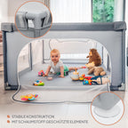 LIONELO WILLOW Laufgitter Baby, ab 0-48 Monaten große Fläche 120 cm x 180 cm x 68 cm mit Seitenwände aus atmungsaktiven, strapazierfähigem Netzstoff, 2 Seitliche Eingänge mit einem Reißverschluss