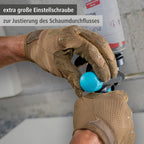 wolfcraft PU Schaumpistole - Dosierpistole für Montageschaum I 4342000 I Baumschaumpistole inkl. Feindüsen und Verlängerung - Abdichten, Dämmen und Kleben