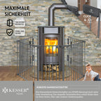 KESSER® Kaminschutzgitter mit Tür 600 cm Metall Ofenschutzgitter Laufgitter Laufstall Absperrgitter Tierschutzgitter Türschutzgitter für Kinder-Sicherung, 10-teilig Elemente (je 60 x 75 cm) Anthrazit