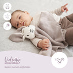 Livella Kuscheltuch „Hase“ mit Söckchen - Reine Bio-Baumwolle – Premium Schmusetuch, Kuscheldecke, Schmusedecke, Strickdecke - Samtweich & atmungsaktiv - Oeko-TEX® Standard 100 und GOTS Zertifiziert