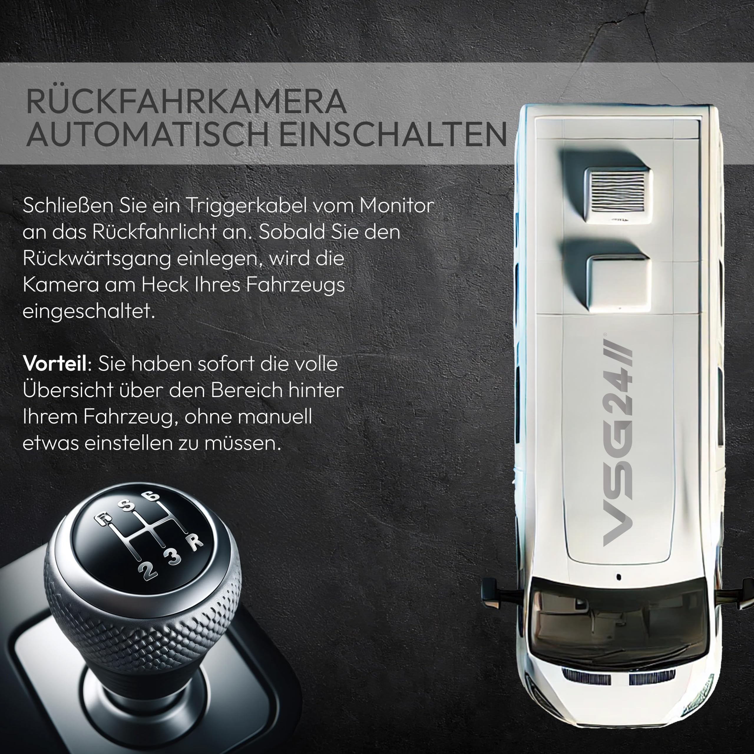 VSG24 Rückfahrkamera 7" Camper-Set inkl. Kamera, Monitor, Kabel - Wasserdicht Nachtsicht 12V-24V Einfache Montage/Robustes Rückfahrsystem für Auto Wohnwagen LKW Anhänger Wohnmobile Einparkhilfe