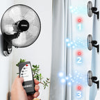 Duronic FN55 BK Wandventilator 60W | Durchmesser 40 cm | Ventilator mit Timer und Fernbedienung | 3 Geschwindigkeiten | Kompakter und leiser Raumventilator für die Wand | Oszillierender Wandlüfter
