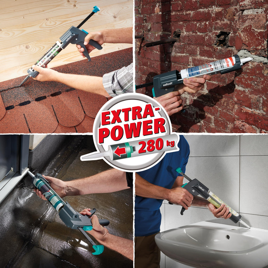 wolfcraft MG 600 PRO mechanische Kartuschenpresse 4356000 I Kartuschenpistole in Profi-Ausführung mit besonders hohem Anpressdruck I Für 310 ml Kartuschen geeignet