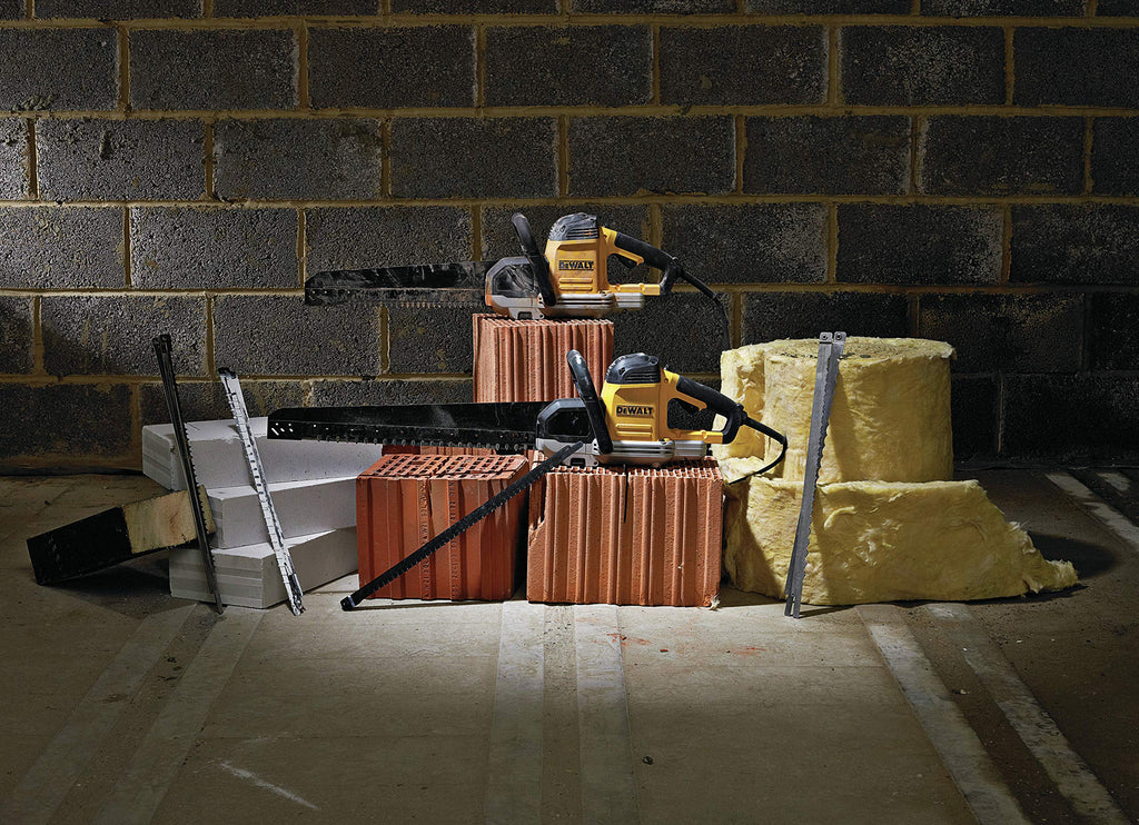 Dewalt Alligator 430 mm-Spezialsäge DWE398 (1.700 Watt, zum Sägen von Hochlochziegeln bis Druckfestigkeitsklasse 20 N/mm², Schnellstopp, Schwertlänge 500 mm, Schnittlänge 430 mm)