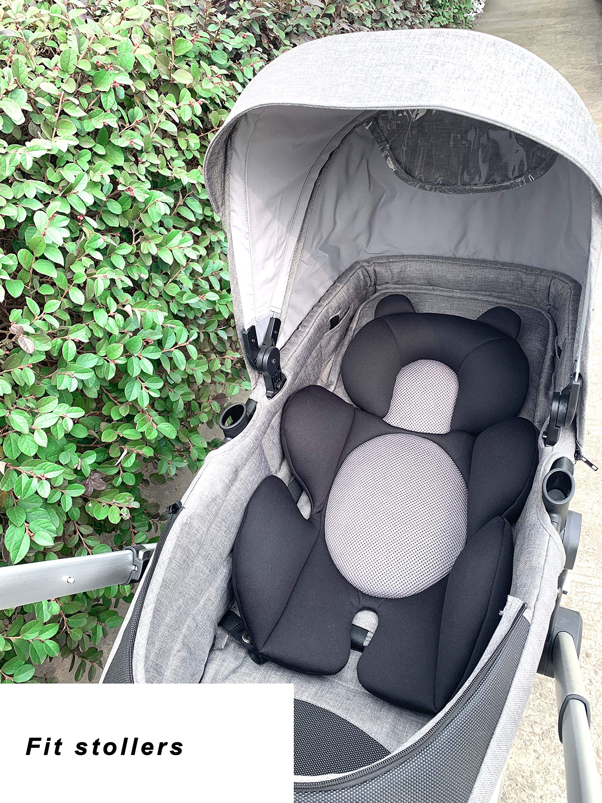 Storchenbeck Babyautositz kissen Autositz-Einsatz Sitzauflagen Universal für Kinderwagen Autositz Hochstuh (schwarz)