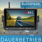 VSG24 7“ Element HD Funk Rückfahrsystem Akku Magnet für Wohnmobil & LKW, KFZ Set Rückfahrkamera kabellos + Monitor DIY Nachrüsten 12V-24V Kamera digital Auto Rückspiegel Pferdeanhänger Dashcam