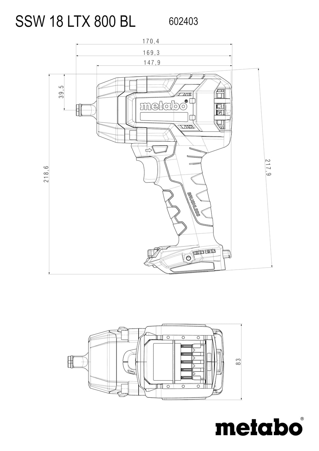 metabo Akku-Schlagschrauber SSW 18 LTX 800 BL – 602403840 – 18 V – Schlagschrauber mit Brushless-Motor und APS-Funktion – Ohne Batterie und Ladegerät