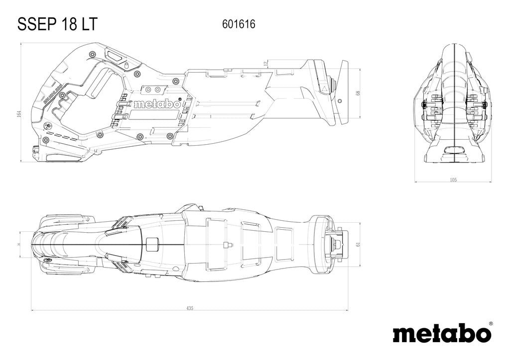 Metabo Akku-Säbelsäge SSEP 18 LT – 601616850 – 18 V – Ideal für schwer zugängliche Stellen – Ohne Akku und Ladegerät