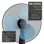 Brandson - Standventilator mit Fernbedienung Standlüfter - Ventilator höhenverstellbarer Standfuß - Neigungswinkel verstellbar - 50W - 3 verschiedene Geschwindigkeitsstufen - Oszillationsfunktion 80°