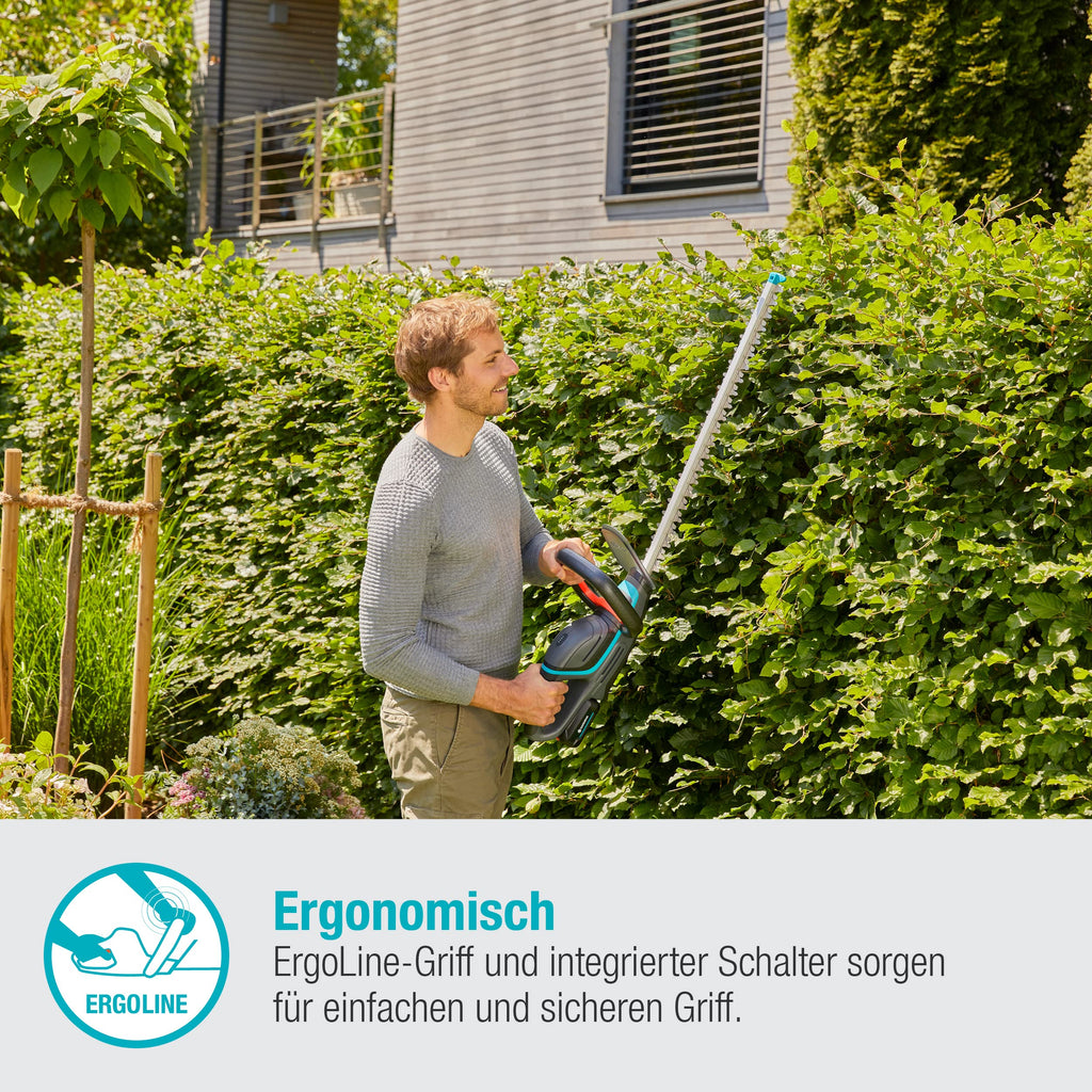 Gardena Akku-Heckenschere ComfortCut 60 18V P4A Ready-to-Use Set: Heckenschneider mit ergonomischem Griff und Anschlagschutz, geringes Gewicht für bessere Handhabung, inkl. 18V P4A Akku (14731-20)