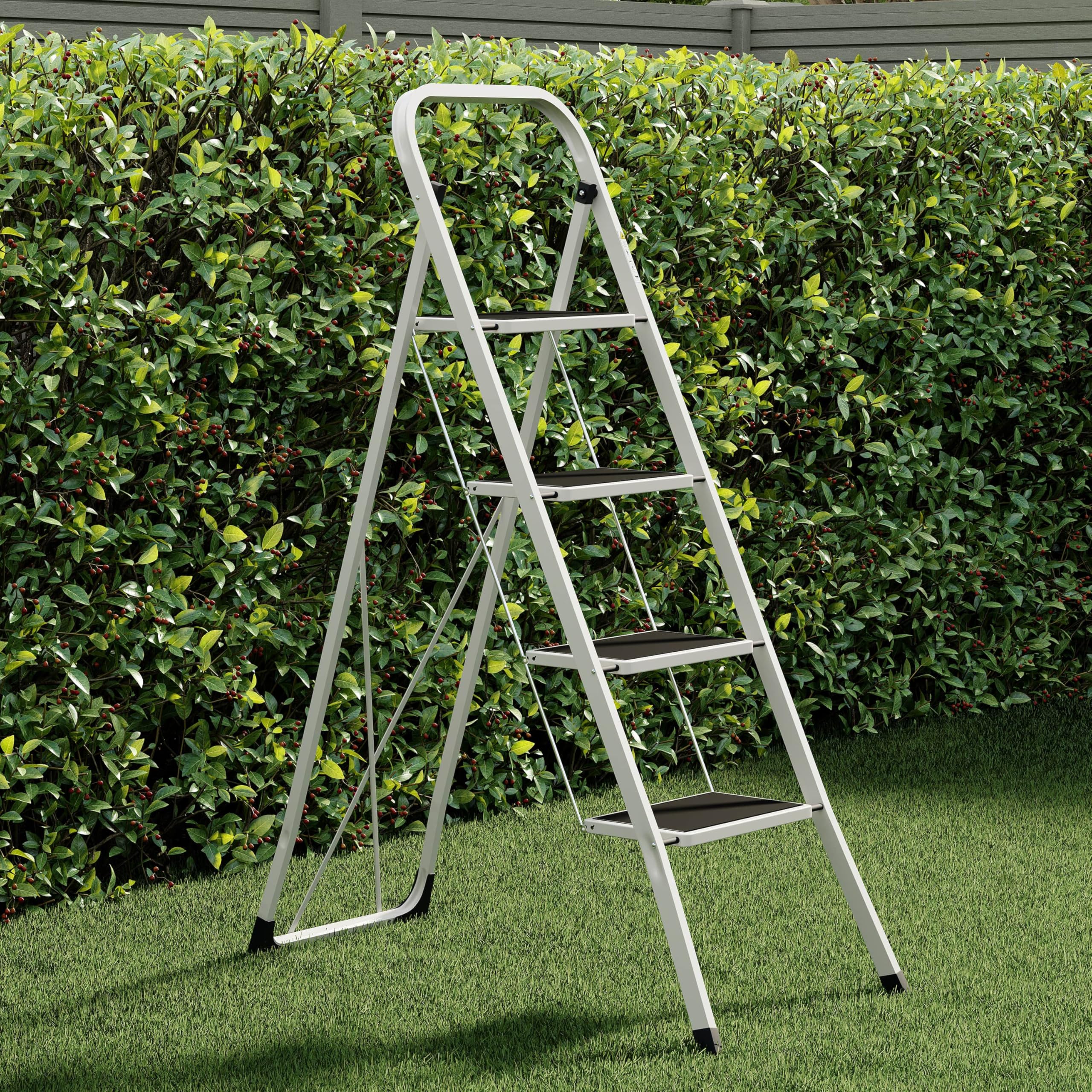 Home Vida® 4 Schritt Leiter, Heavy Duty Stahl, faltbar, tragbar mit Antirutschmatte