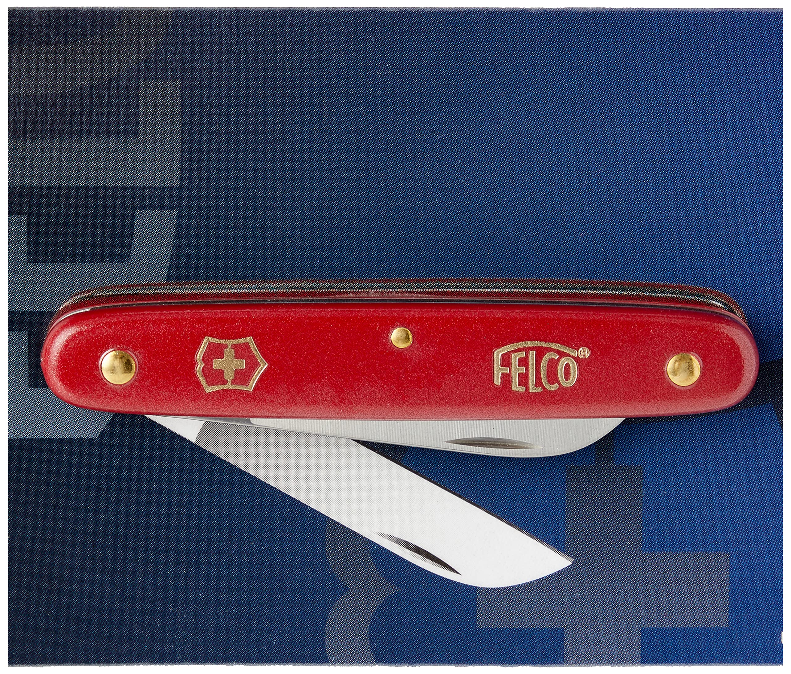FELCO 3.90 50 Okulier- und Schneidmesser (Klinge 57 mm, Messer für Rindenpfropfen/Schneiden von Stecklingen, roter Nylongriff)