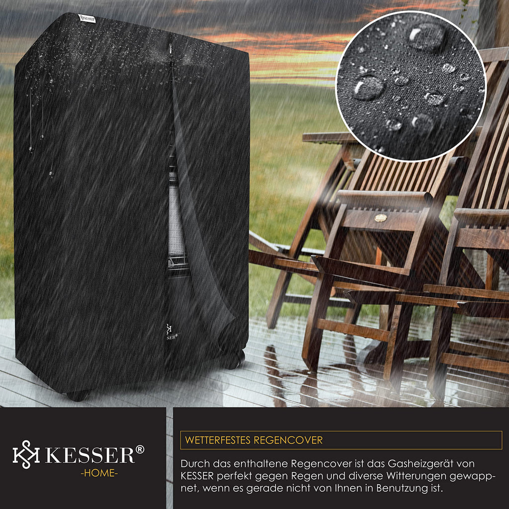 KESSER® 4200 Watt Keramik Piezo Gasheizer inkl. Gasdruckregler Gasschlauch + Schutzhülle, Gasheizofen Heizstrahler Gasheizgerät Infrarot Keramikbrenner, Butan- oder Propangasflaschen bis 15kg, Schwarz