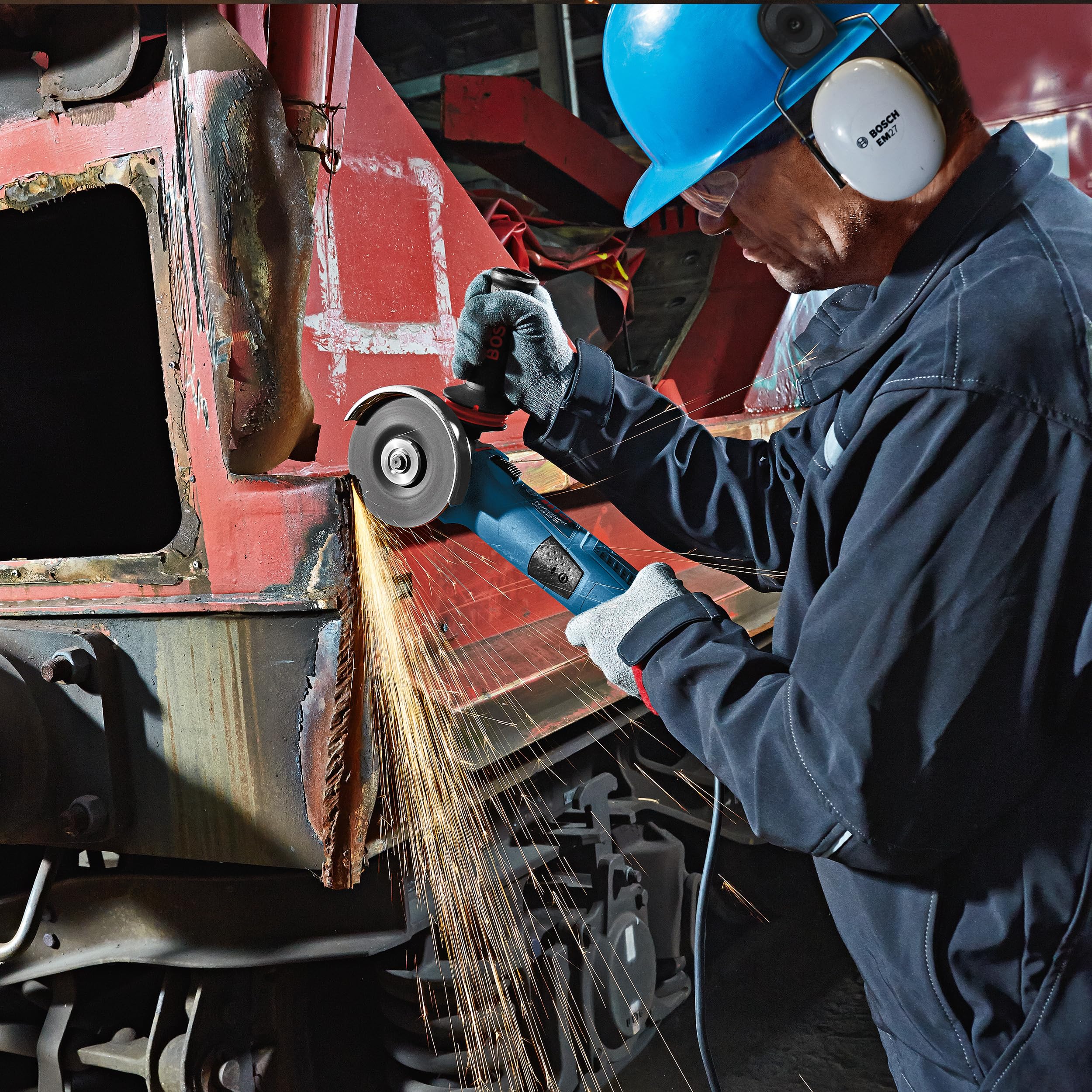 Bosch Professional Winkelschleifer GWS 19-125 CIE (inkl. Aufnahmeflansch, Schutzhaube, Spannmutter, Zusatzhandgriff, Zweilochschlüssel)