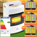 KESSER® 4200 Watt Keramik Piezo Gasheizer inkl. Gasdruckregler Gasschlauch + Schutzhülle, Gasheizofen Heizstrahler Gasheizgerät Infrarot Keramikbrenner, Butan- oder Propangasflaschen bis 15kg, Weiss