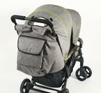 CHIC 4 BABY - Geschwisterwagen DUO mit Tragetasche und Regenschutz, Geschwisterkinderwagen für zwei Kinder, Zwillingswagen, Zwillingsbuggy, Tandemkinderwagen, Tandembuggy, Kinderwagen, Jeans grau