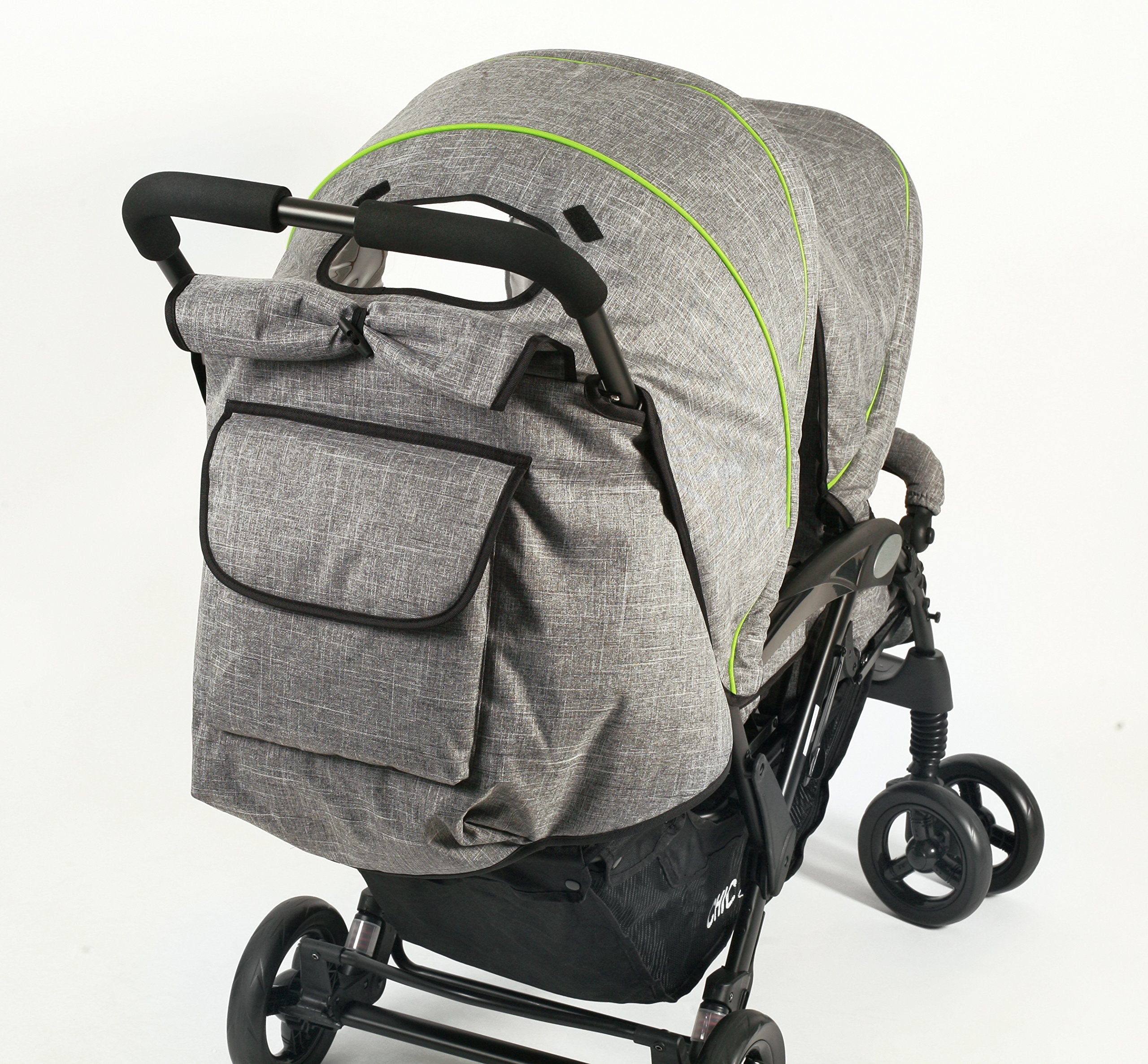 CHIC 4 BABY - Geschwisterwagen DUO mit Tragetasche und Regenschutz, Geschwisterkinderwagen für zwei Kinder, Zwillingswagen, Zwillingsbuggy, Tandemkinderwagen, Tandembuggy, Kinderwagen, Jeans grau