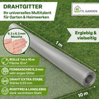 TTL GARDEN 1m x 10m Drahtgitter feinmaschig rostfrei verzinkt 6,3mm Masche 0,55 mm Draht Stärke - auf Rolle Maschendraht Volierendraht Hasendraht Wühlmausgitter 10m x 1m breit 6,3 mm Maschenweite