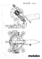metabo Kappsäge KS 216 M - 1100 W, 216 mm Sägeblatt - Präzisionsschnitt, LED-Schattenlinie, integrierte Tischverbreiterung, leicht und mobil - Inkl. Hartmetall-Sägeblatt und Zubehör